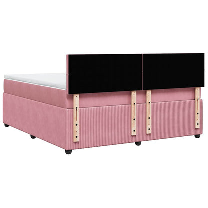 Giroletto a Molle con Materasso Rosa 180x200 cm in Velluto