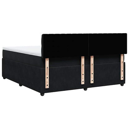 Giroletto a Molle con Materasso Nero 180x200 cm in Velluto