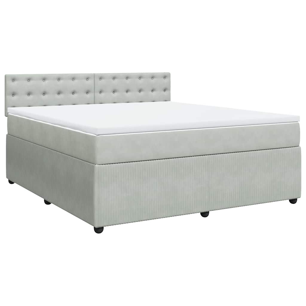 Giroletto a Molle con Materasso Grigio Chiaro 180x200cm Velluto