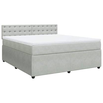 Giroletto a Molle con Materasso Grigio Chiaro 180x200cm Velluto