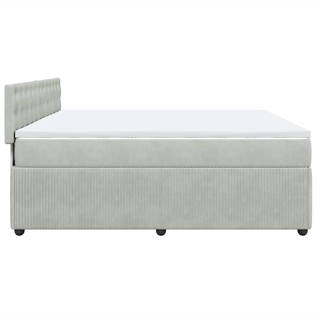 Giroletto a Molle con Materasso Grigio Chiaro 180x200cm Velluto