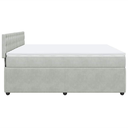 Giroletto a Molle con Materasso Grigio Chiaro 180x200cm Velluto
