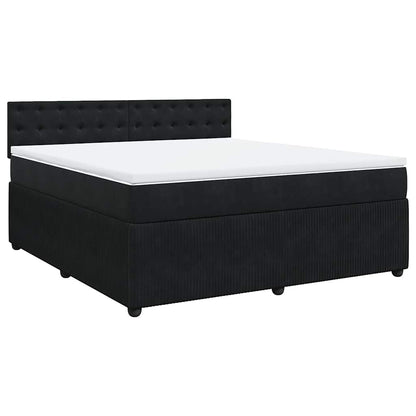 Giroletto a Molle con Materasso Nero 180x200 cm in Velluto