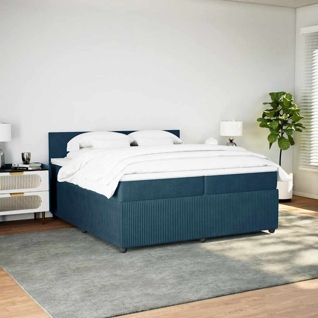 Giroletto a Molle con Materasso Blu 200x200 cm in Velluto | homemem39