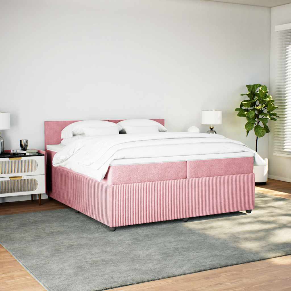 Giroletto a Molle con Materasso Rosa 200x200 cm in Velluto - homemem39