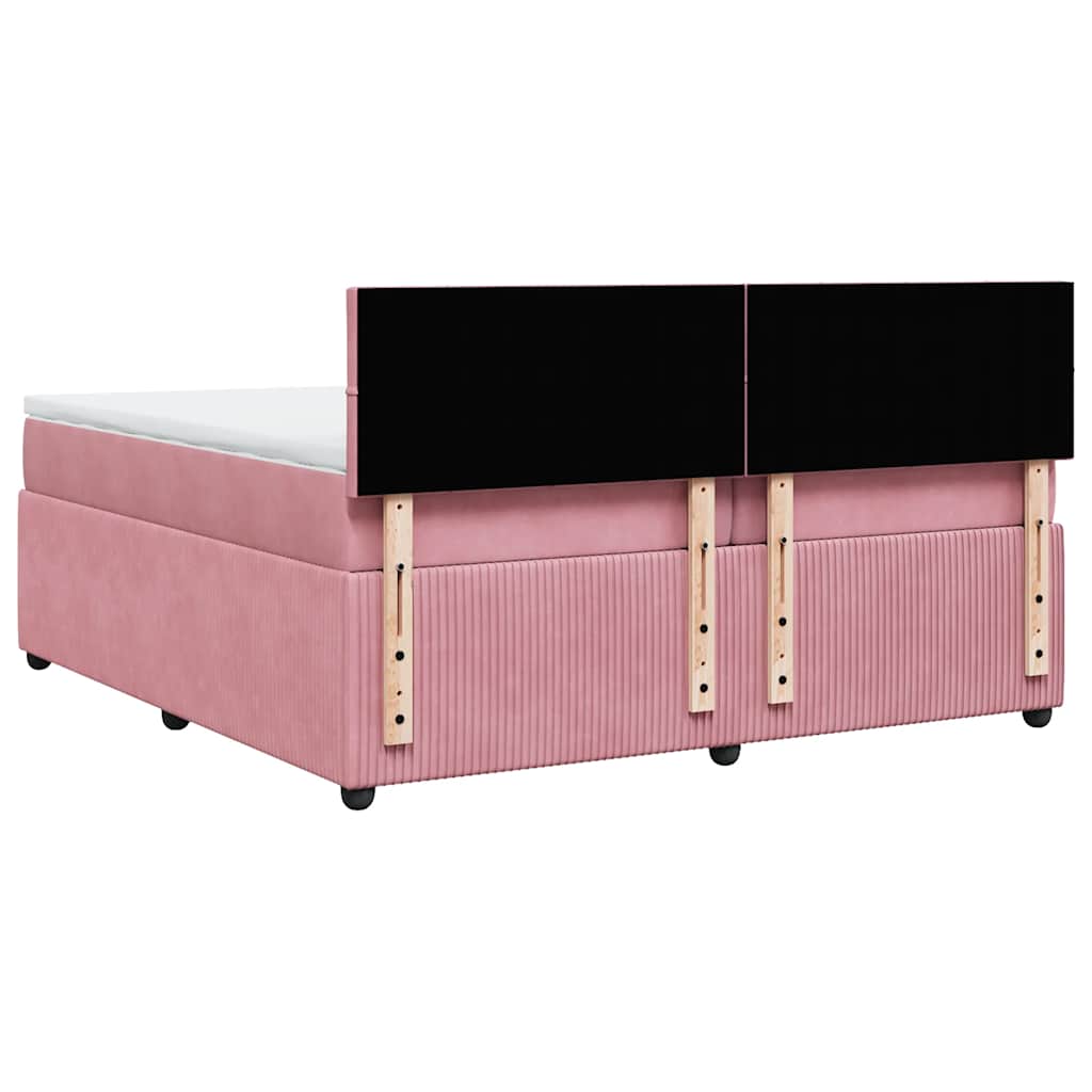 Giroletto a Molle con Materasso Rosa 200x200 cm in Velluto
