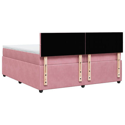 Giroletto a Molle con Materasso Rosa 200x200 cm in Velluto