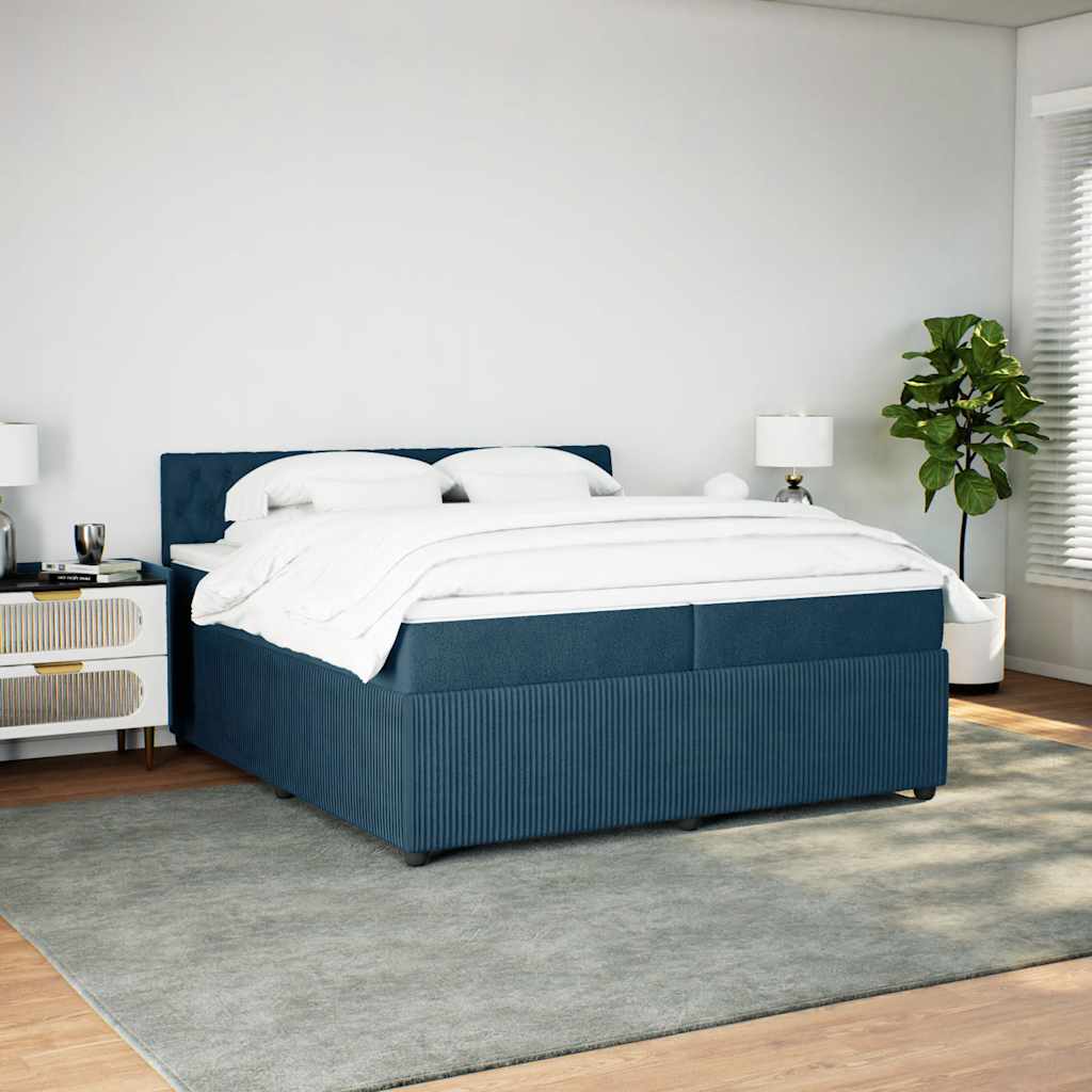 Giroletto a Molle con Materasso Blu 200x200 cm in Velluto | homemem39