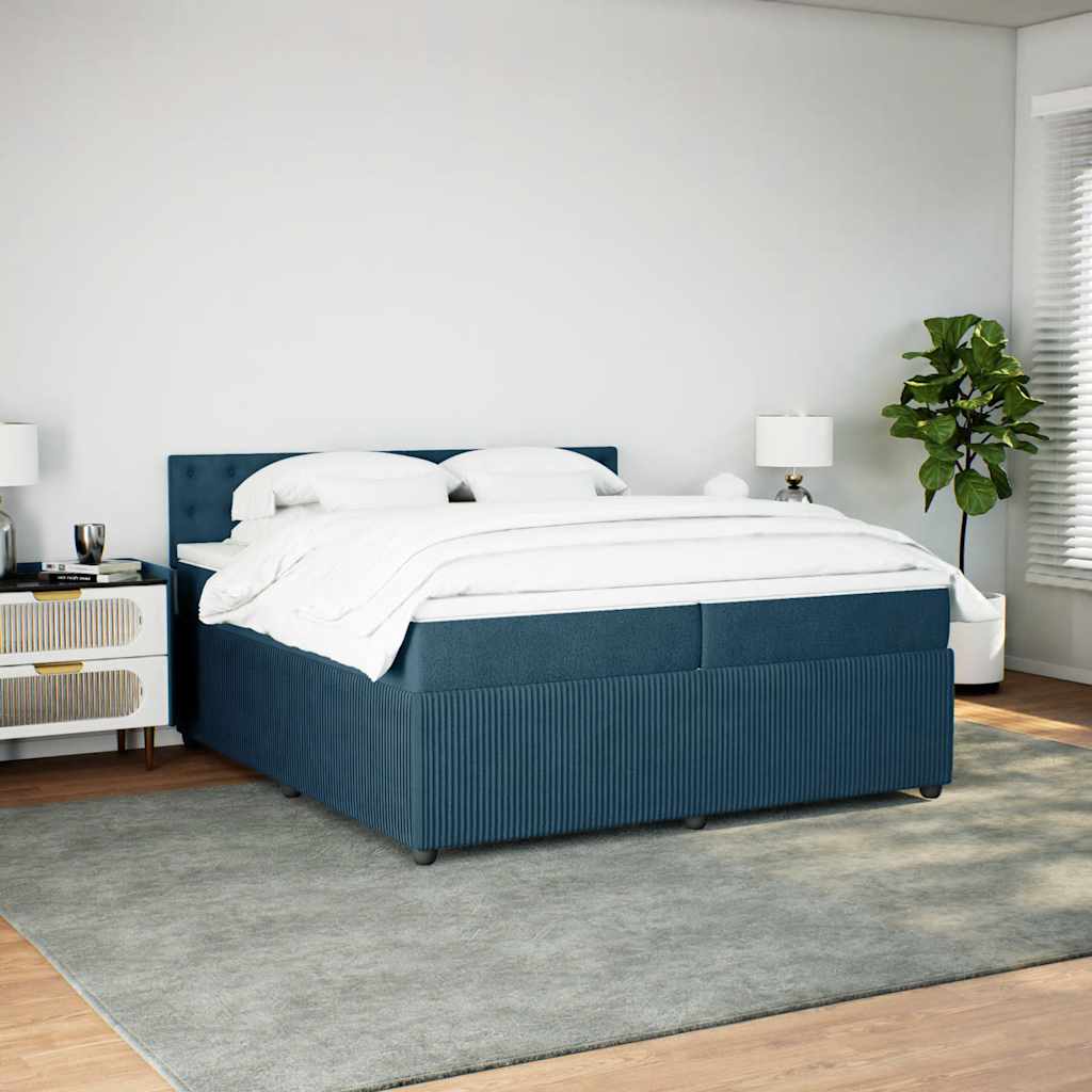 Giroletto a Molle con Materasso Blu 200x200 cm in Velluto | homemem39