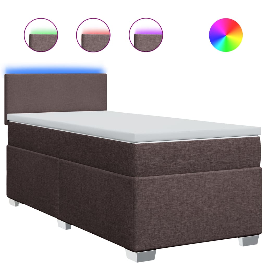 Giroletto a Molle con Materasso Marrone Scuro 80x200 cm Tessuto | homemem39