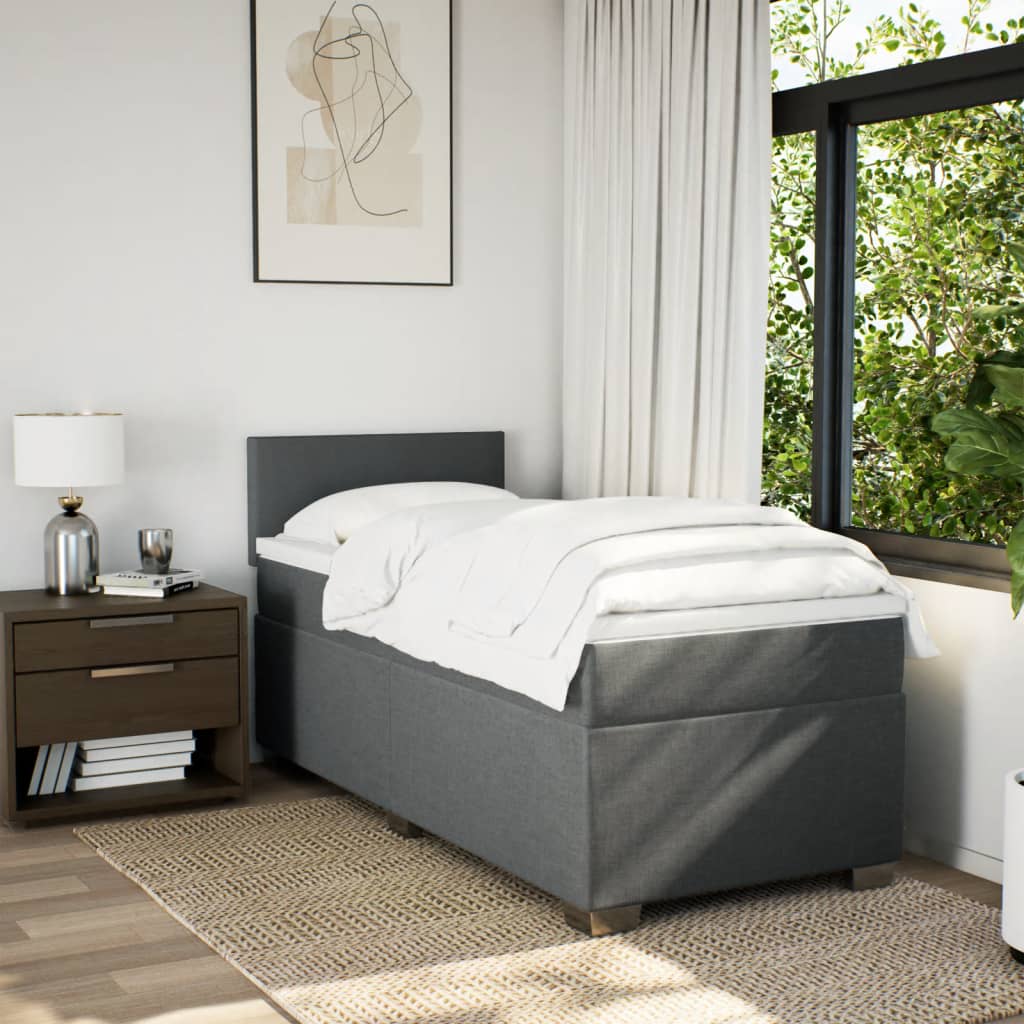 Giroletto a Molle con Materasso Grigio Scuro 90x190 cm Tessuto | homemem39