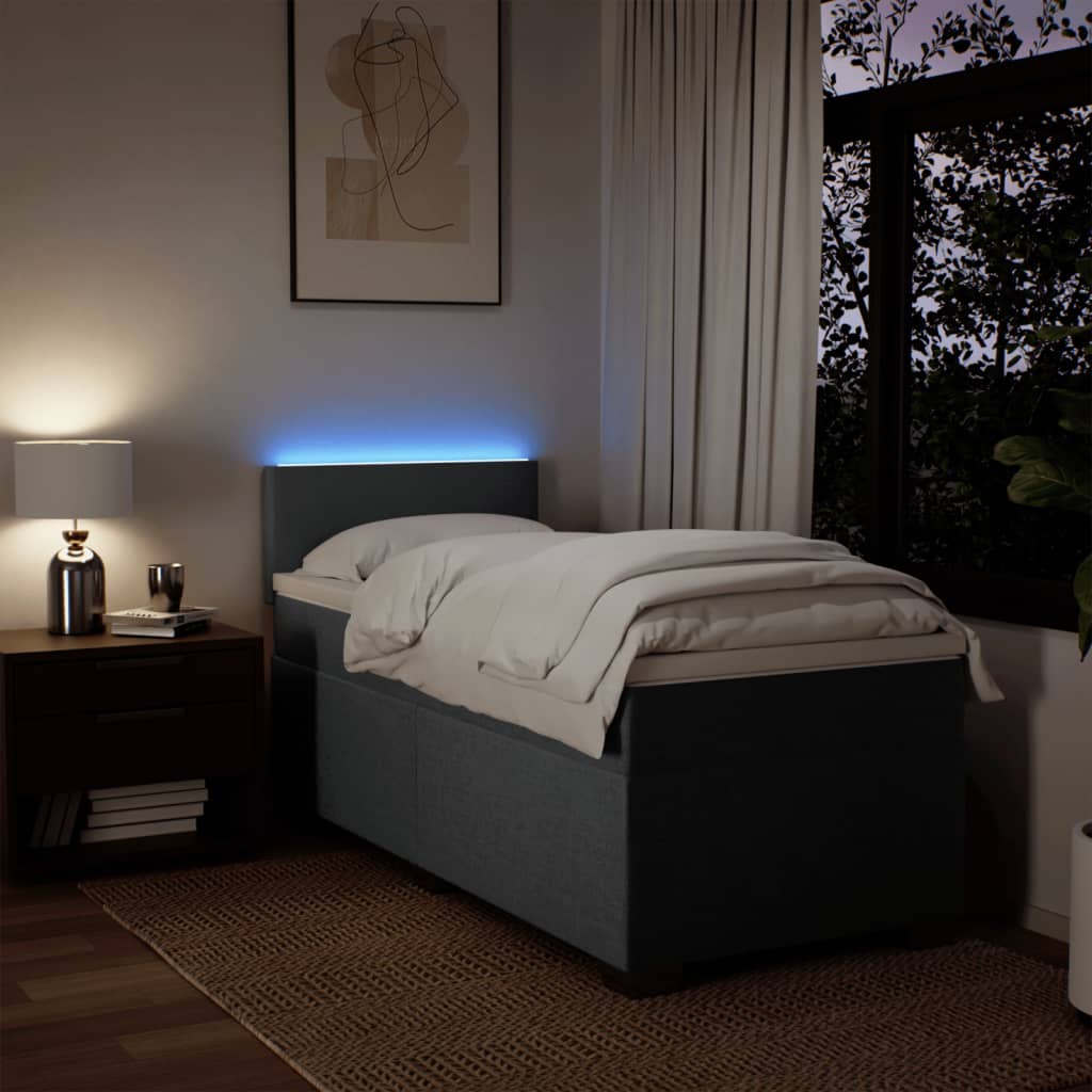 Giroletto a Molle con Materasso Grigio Scuro 90x190 cm Tessuto - homemem39