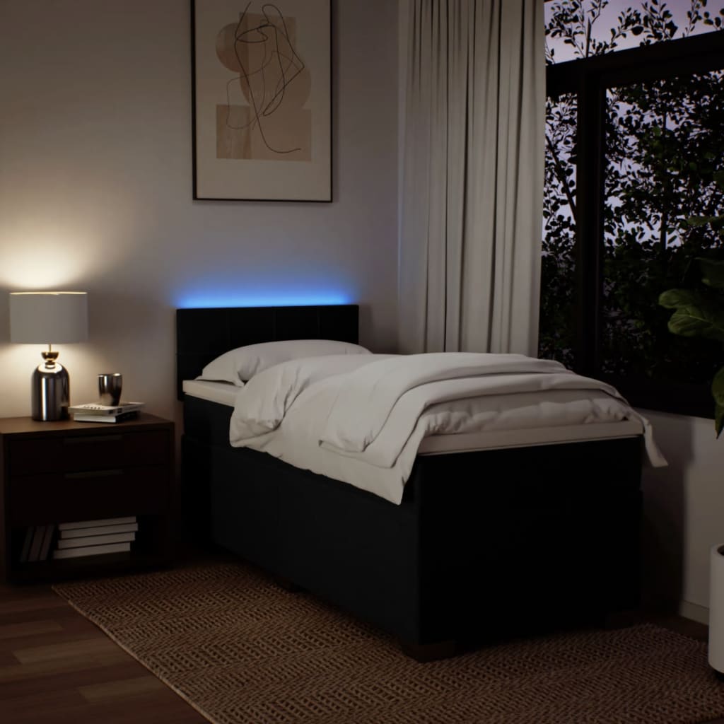 Giroletto a Molle con Materasso Nero 90x190 cm in Tessuto - homemem39