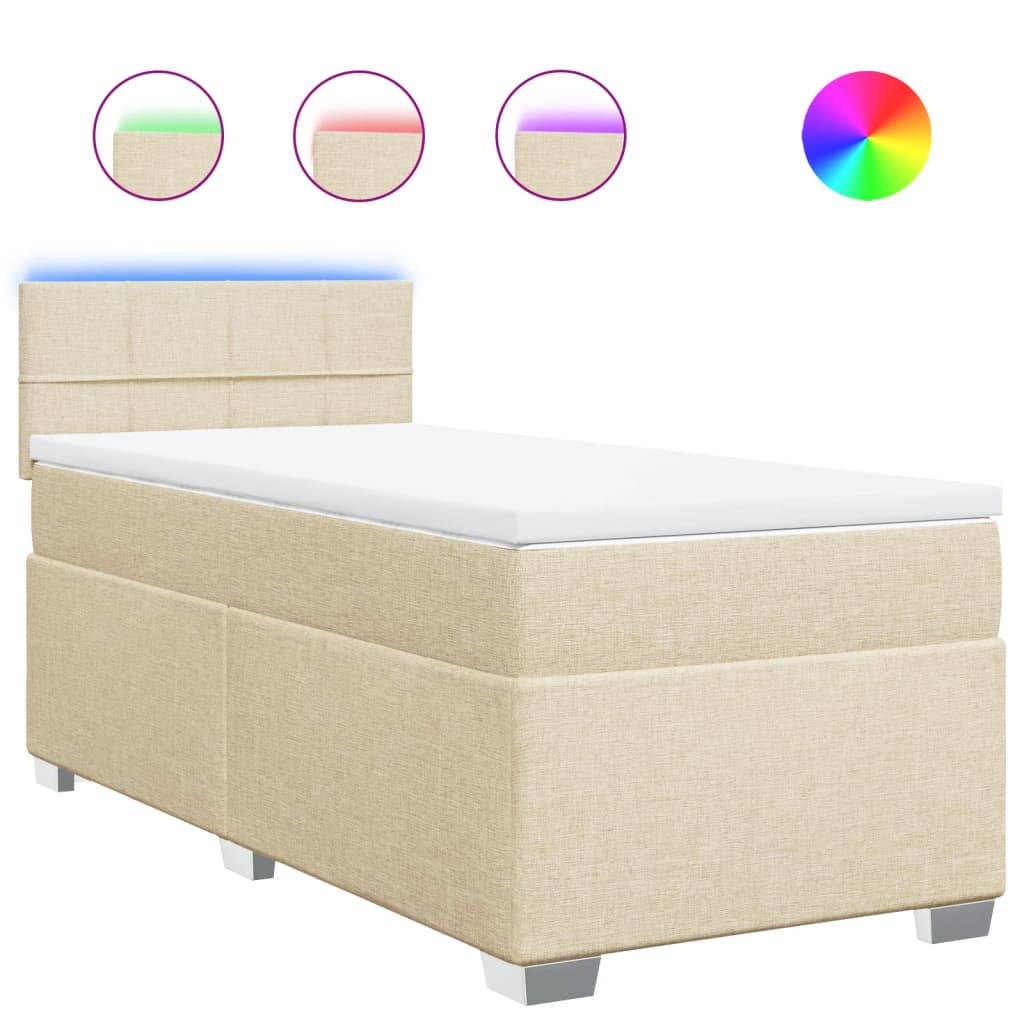 Giroletto a Molle con Materasso Crema 90x190 cm in Tessuto | homemem39