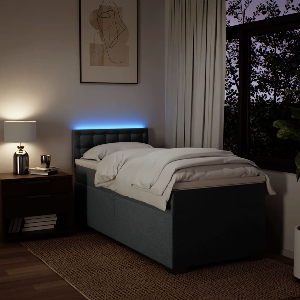 Giroletto a Molle con Materasso Grigio Scuro 90x190 cm Tessuto - homemem39