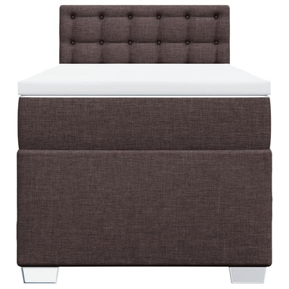Giroletto a Molle con Materasso Marrone Scuro 90x190cm Tessuto