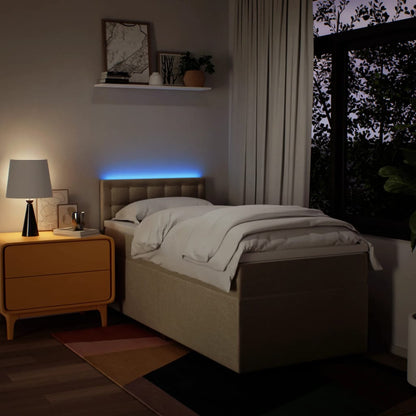 Giroletto a Molle con Materasso Crema 90x190 cm in Tessuto - homemem39