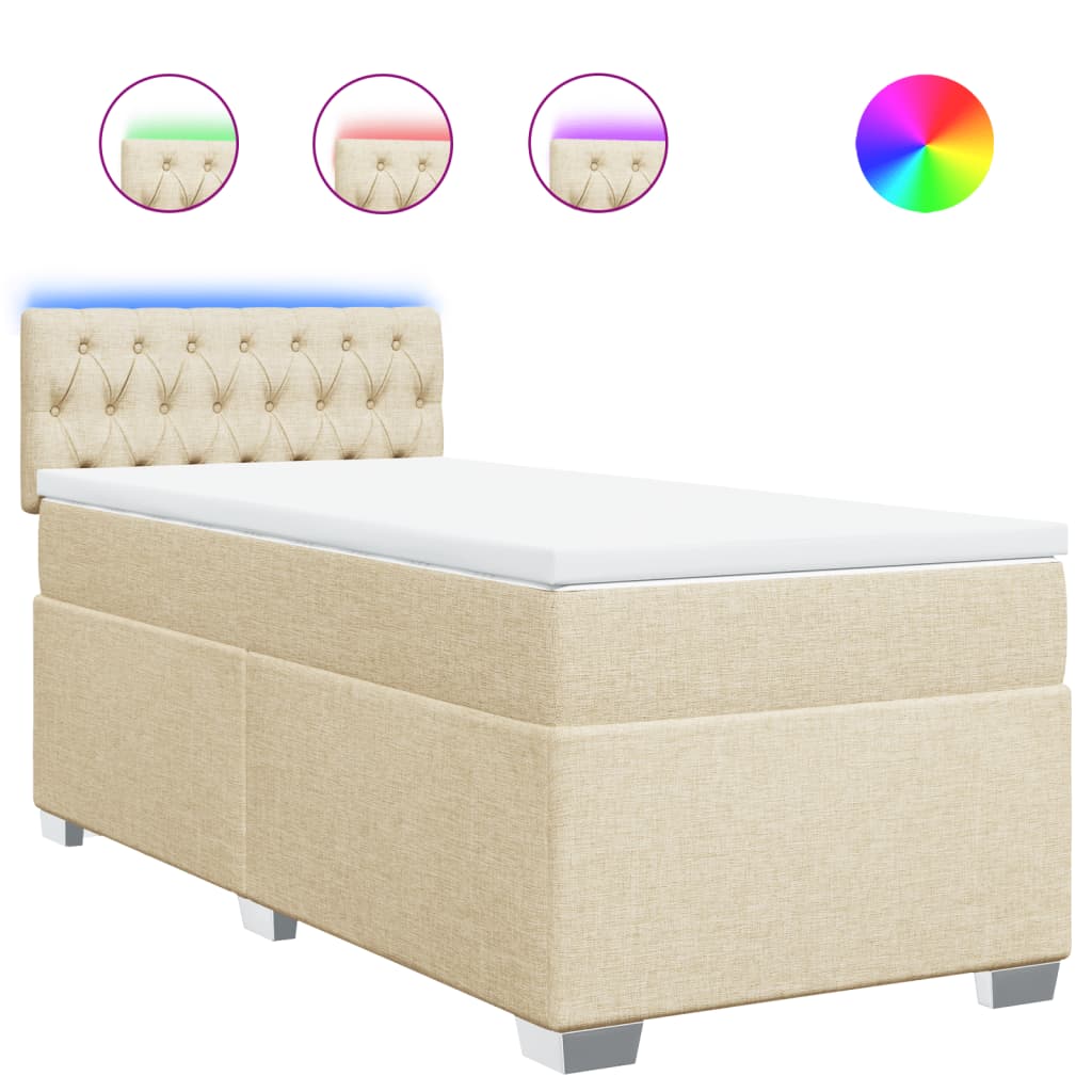 Giroletto a Molle con Materasso Crema 90x200 cm inTessuto | homemem39
