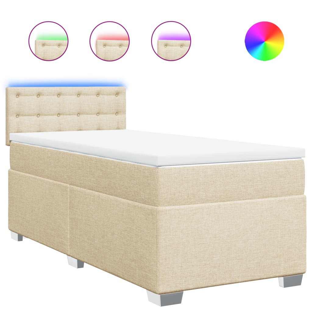 Giroletto a Molle con Materasso Crema 90x200 cm inTessuto | homemem39