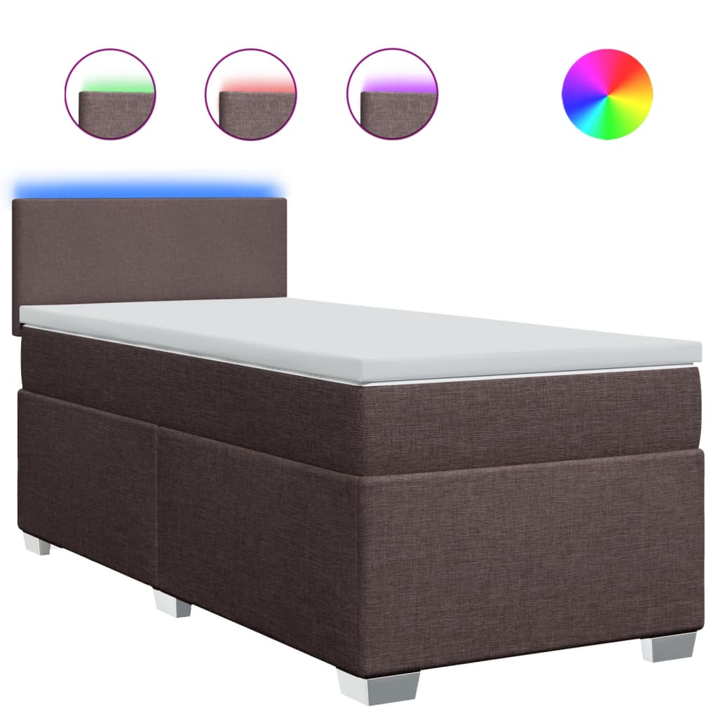 Giroletto a Molle con Materasso Marrone Scuro 100x200cm Tessuto | homemem39