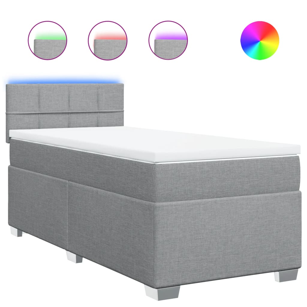 Giroletto a Molle con Materasso Grigio Chiaro100x200 cm Tessuto | homemem39