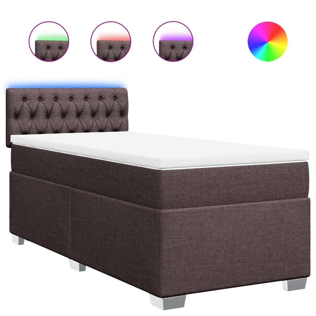 Giroletto a Molle con Materasso Marrone Scuro 100x200cm Tessuto | homemem39