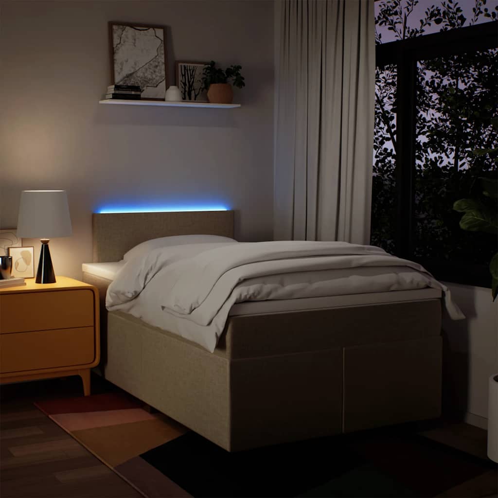 Giroletto a Molle con Materasso Crema 120x190 cm in Tessuto - homemem39