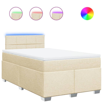Giroletto a Molle con Materasso Crema 120x190 cm in Tessuto