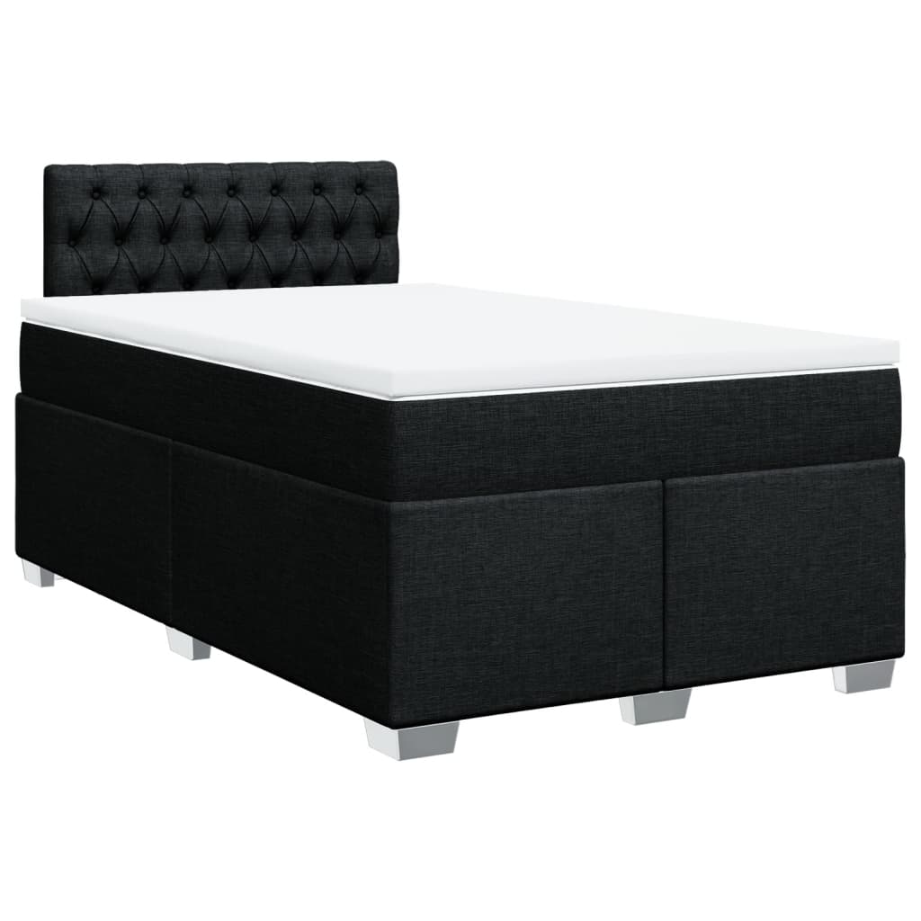 Giroletto a Molle con Materasso Nero 120x190 cm in Tessuto