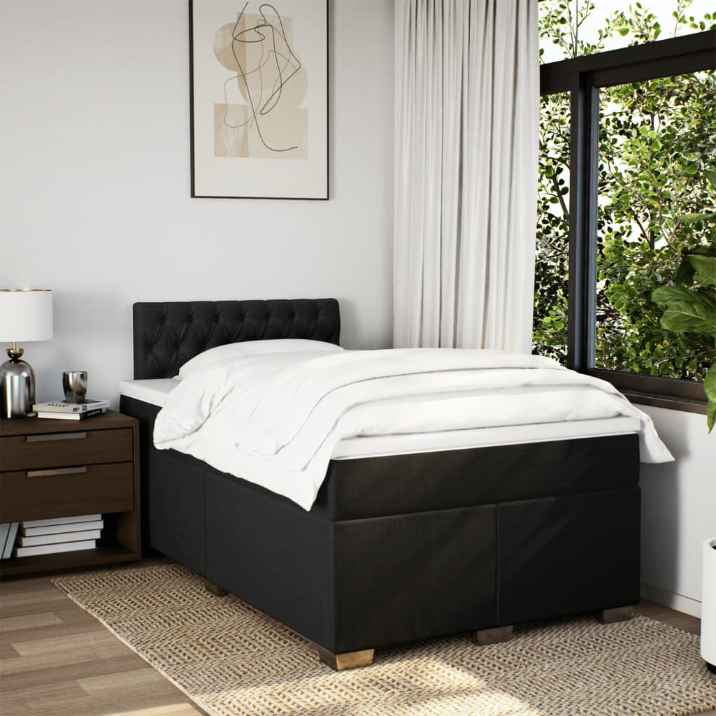 Giroletto a Molle con Materasso Nero 120x190 cm in Tessuto
