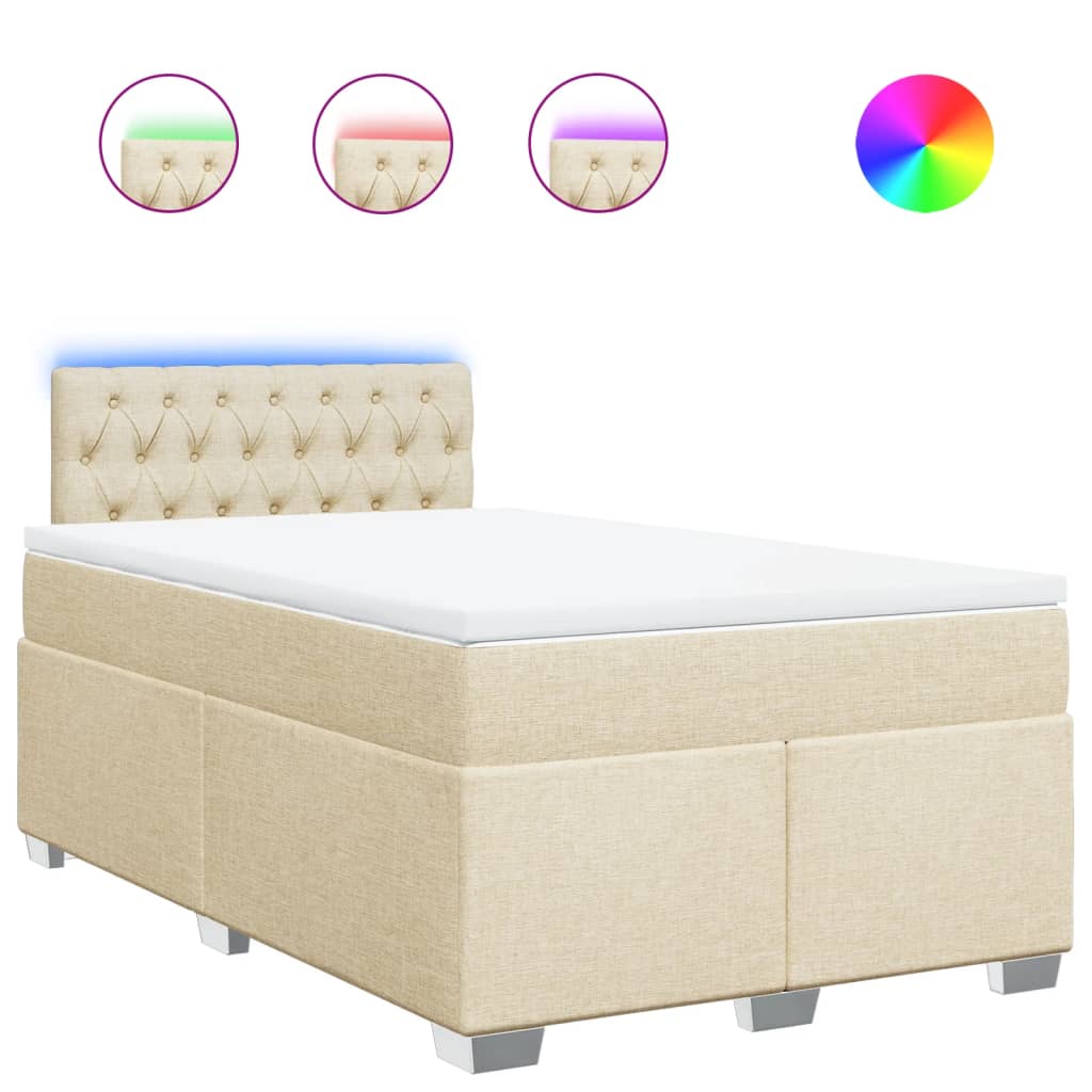 Giroletto a Molle con Materasso Crema 120x190 cm in Tessuto