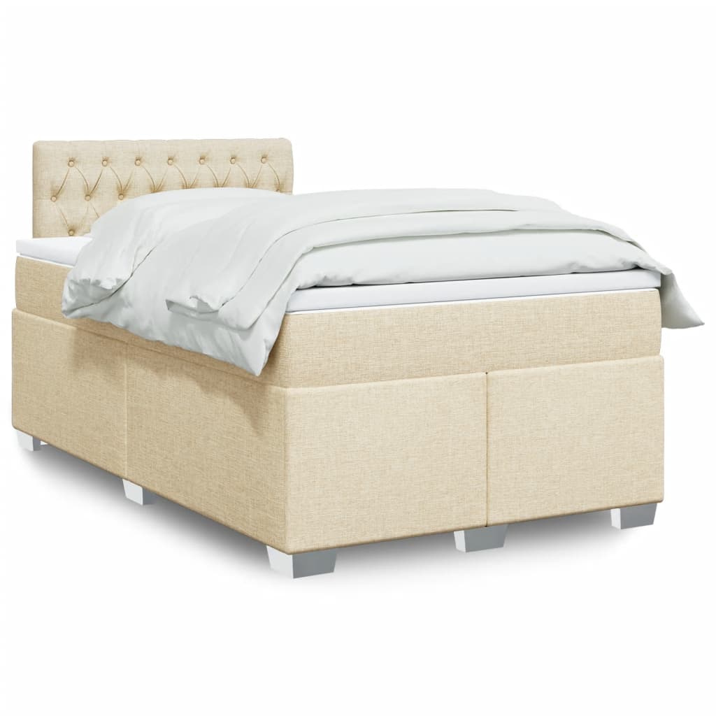 Giroletto a Molle con Materasso Crema 120x190 cm in Tessuto