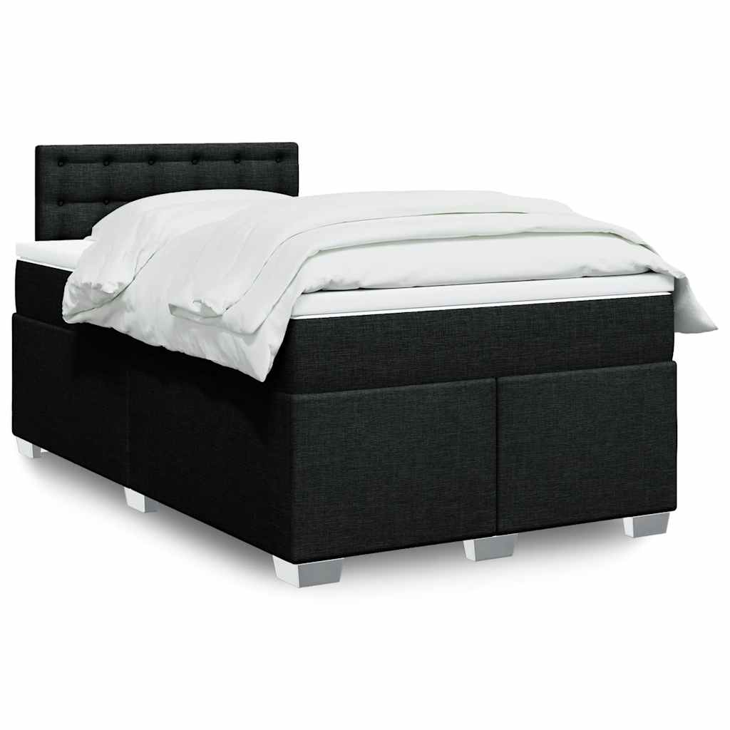 Giroletto a Molle con Materasso Nero 120x190 cm in Tessuto