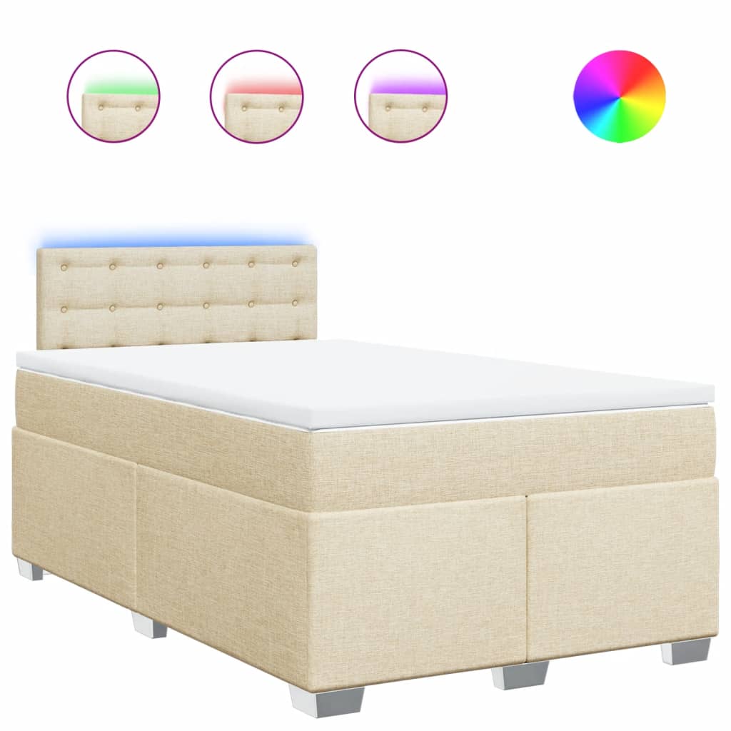 Giroletto a Molle con Materasso Crema 120x190 cm in Tessuto