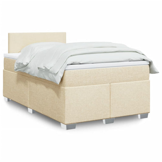 Giroletto a Molle con Materasso Crema 120x200 cm in Tessuto