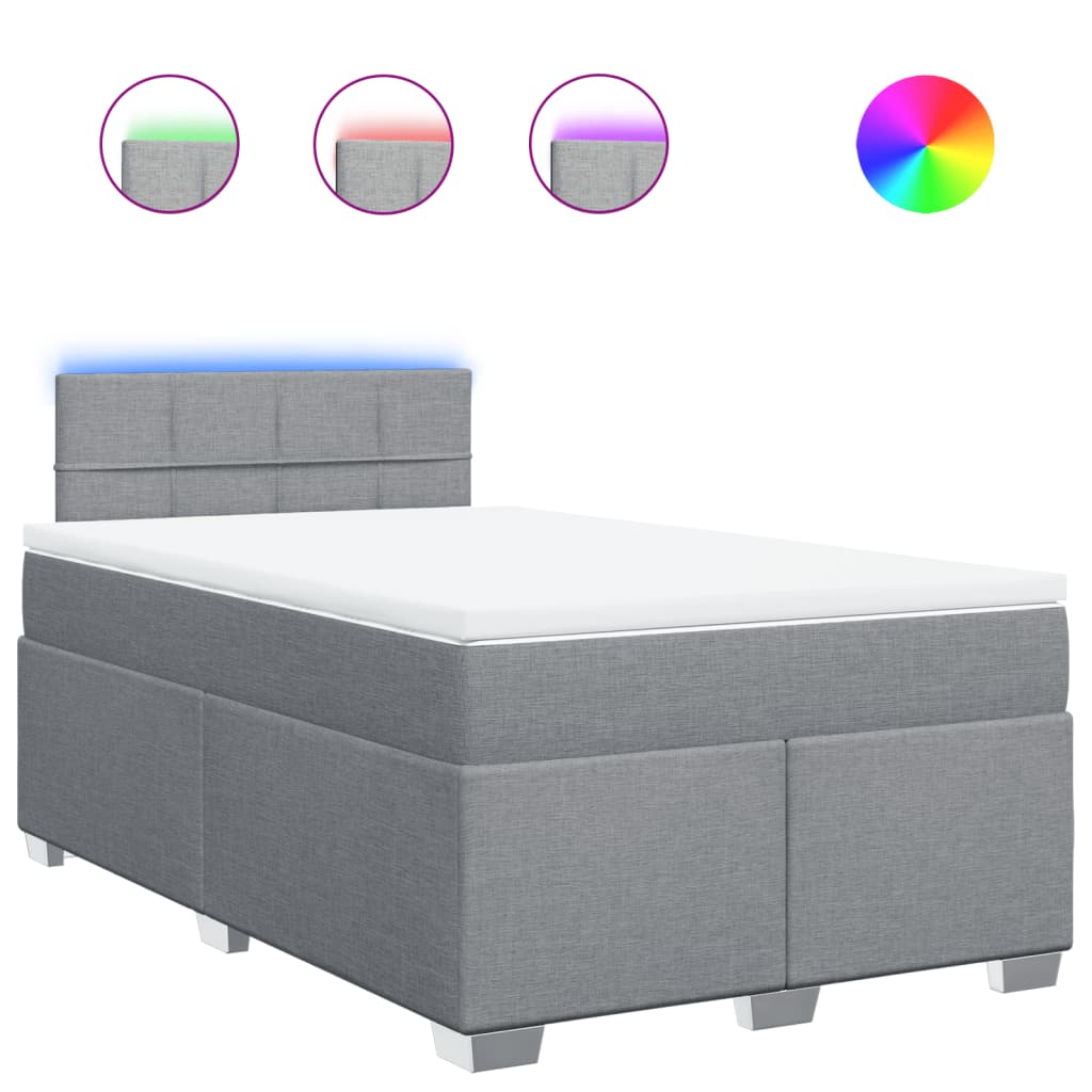 Giroletto a Molle con Materasso Grigio Chiaro 120x200cm Tessuto | homemem39