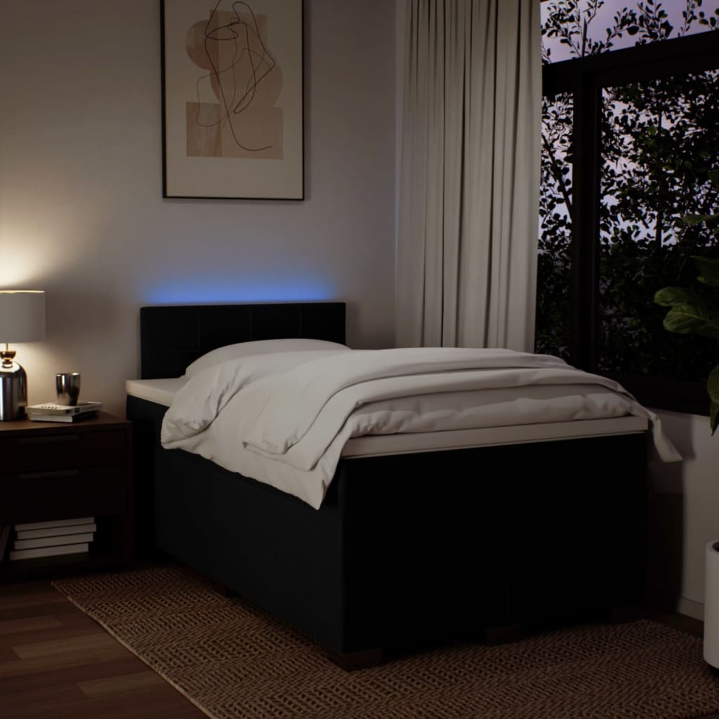 Giroletto a Molle con Materasso Nero 120x200 cm in Tessuto - homemem39