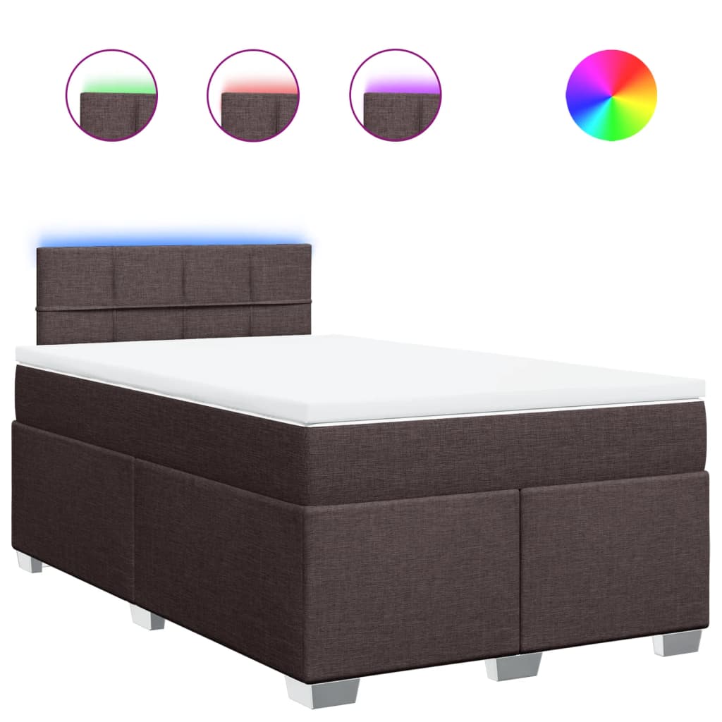 Giroletto a Molle con Materasso Marrone Scuro 120x200cm Tessuto | homemem39
