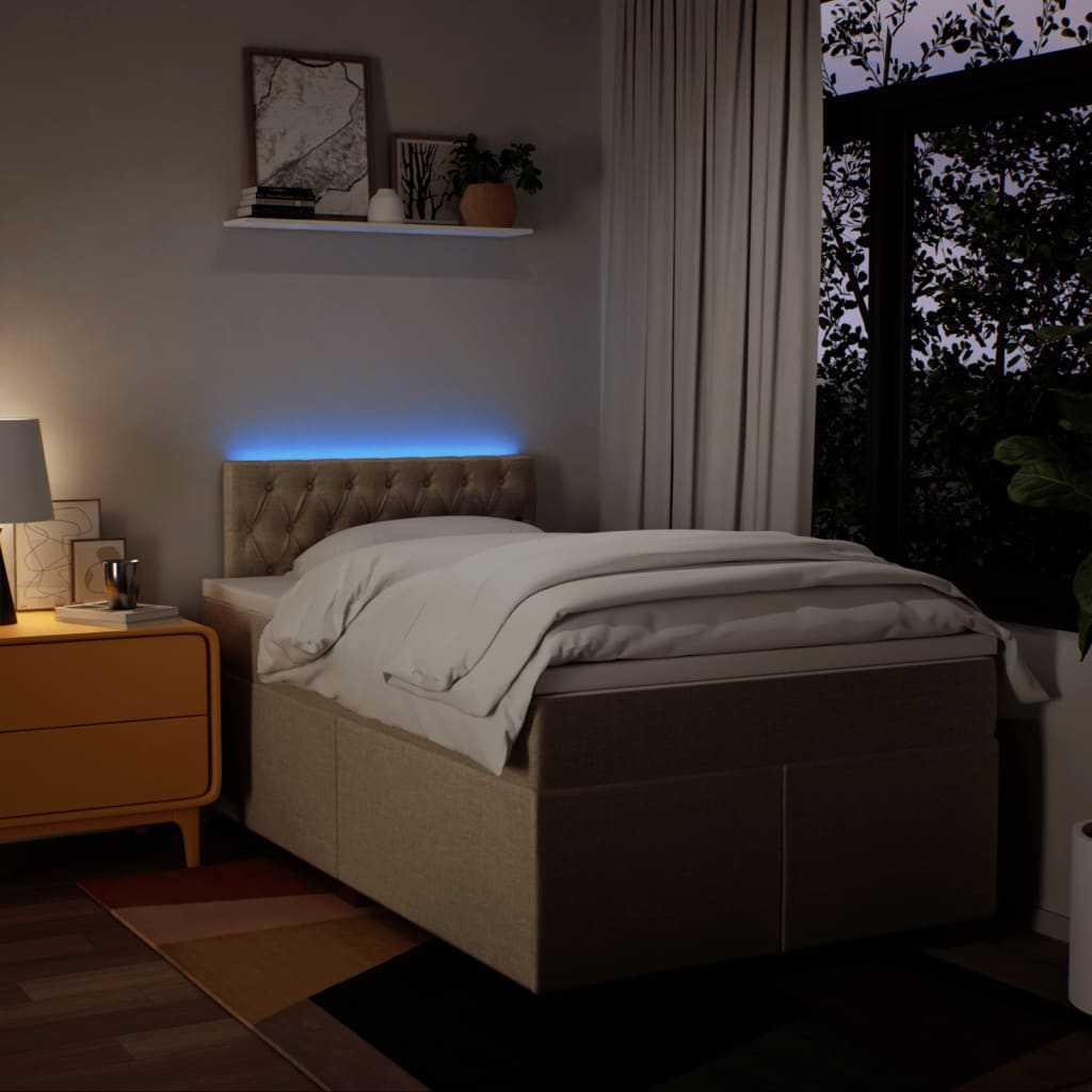 Giroletto a Molle con Materasso Crema 120x200 cm in Tessuto - homemem39