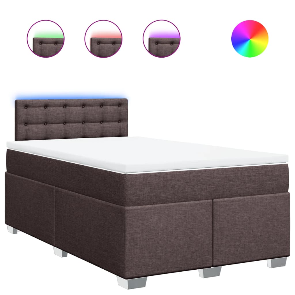 Giroletto a Molle con Materasso Marrone Scuro 120x200cm Tessuto | homemem39
