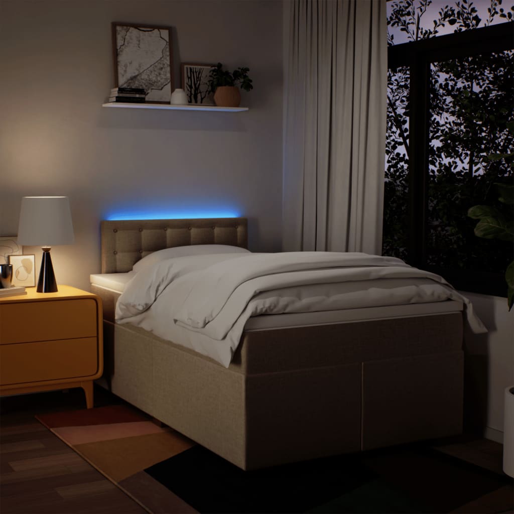 Giroletto a Molle con Materasso Crema 120x200 cm in Tessuto - homemem39