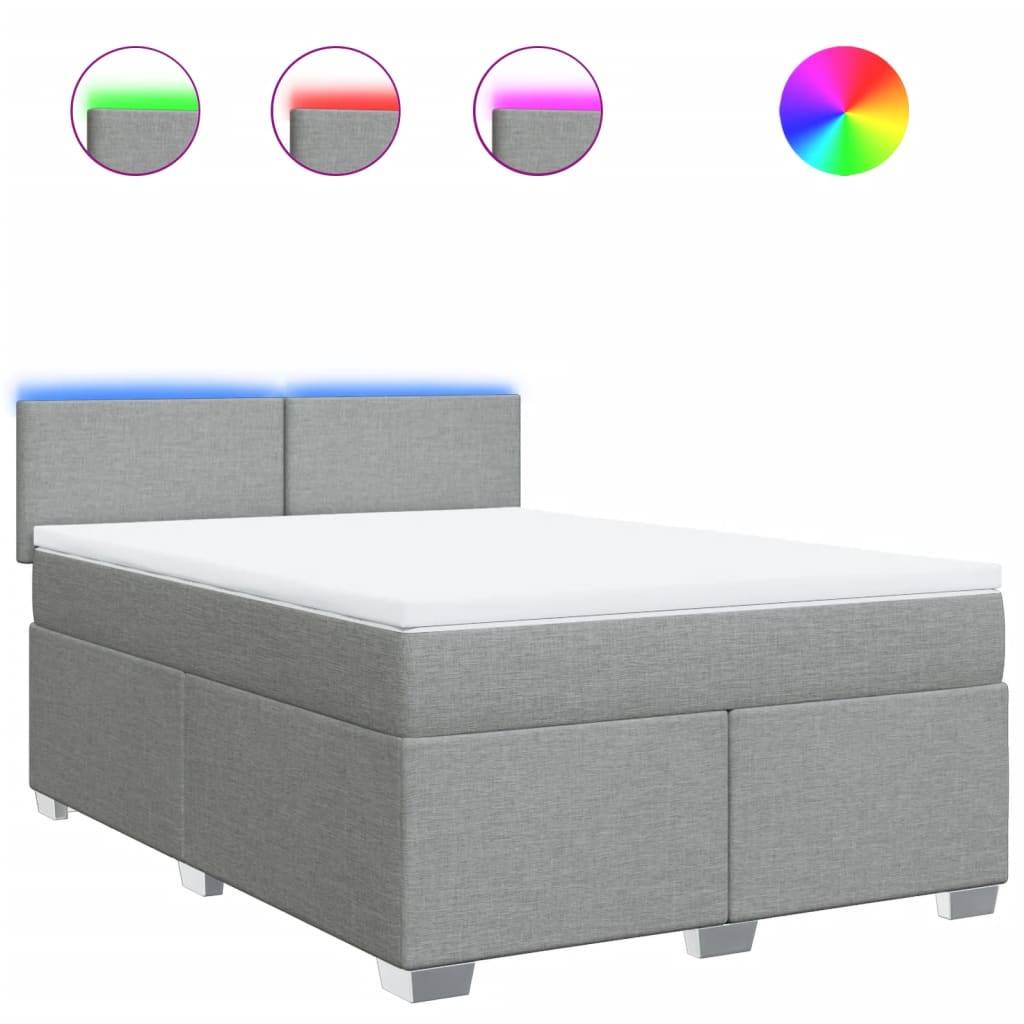 Giroletto a Molle con Materasso Grigio Chiaro 140x190cm Tessuto | homemem39