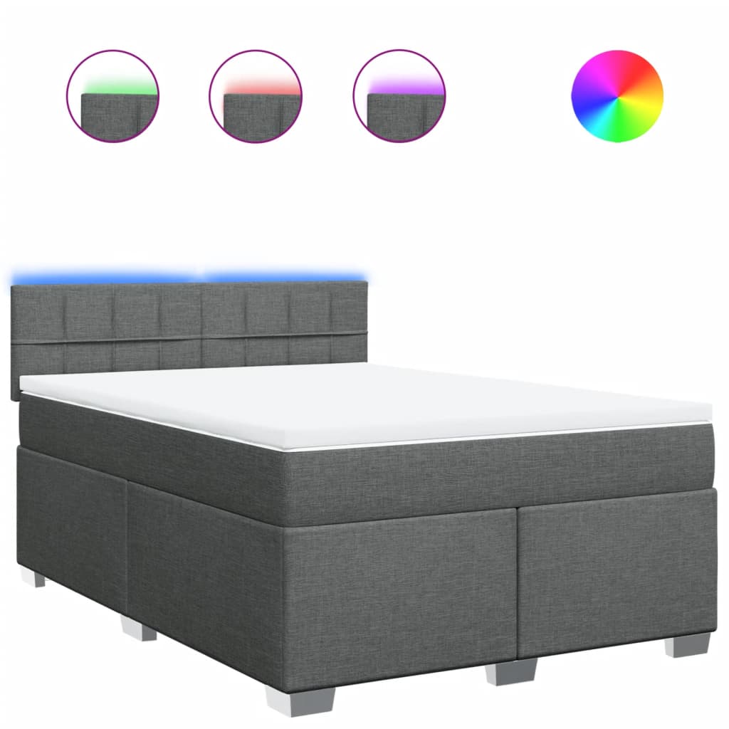 Giroletto a Molle con Materasso Grigio Scuro 140x190 cm Tessuto