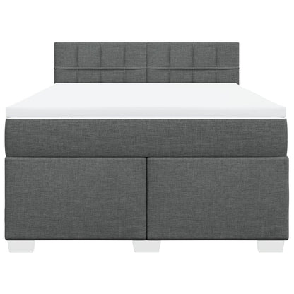 Giroletto a Molle con Materasso Grigio Scuro 140x190 cm Tessuto