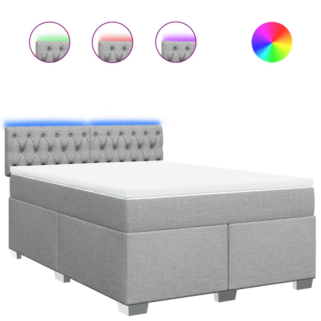 Giroletto a Molle con Materasso Grigio Chiaro 140x190cm Tessuto | homemem39