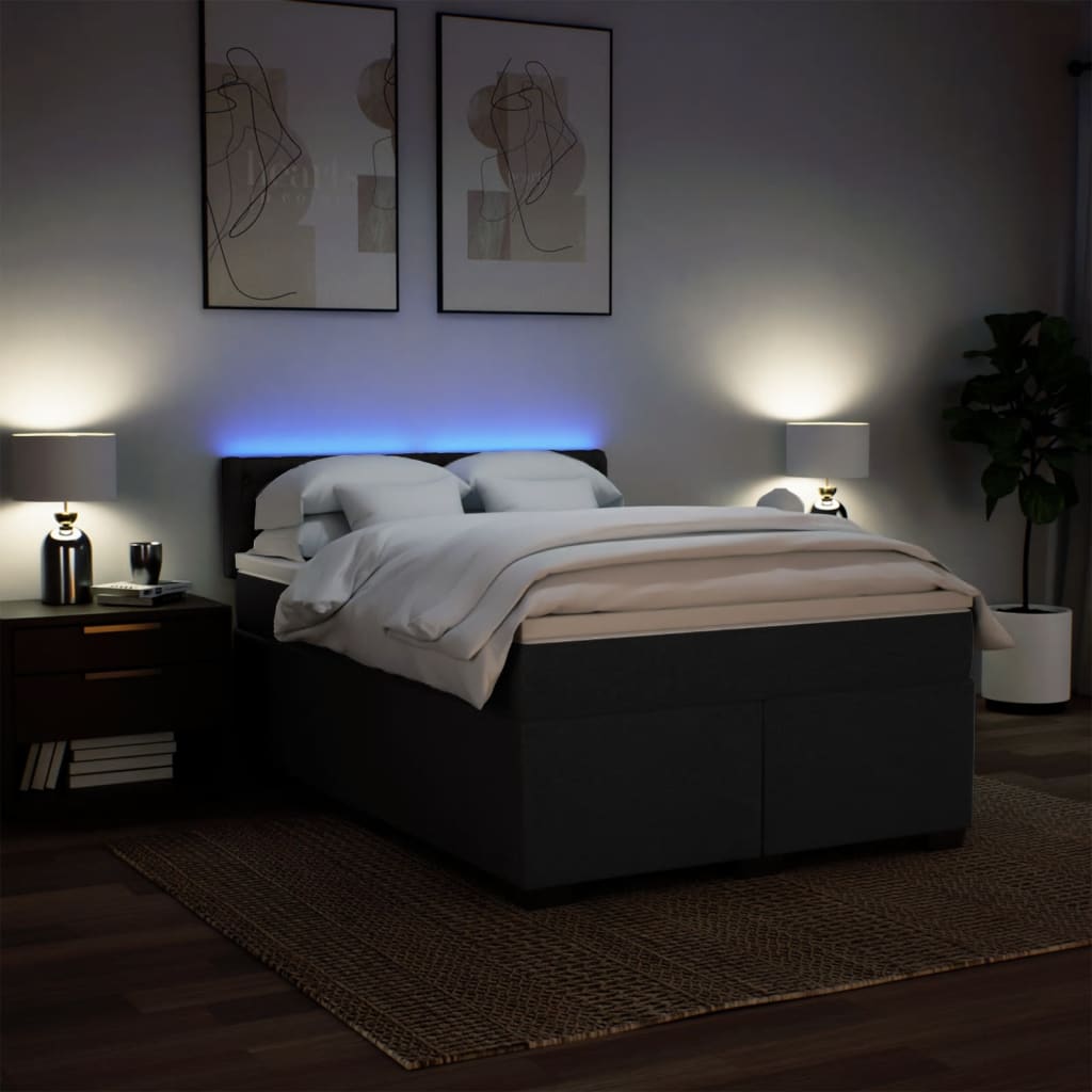 Giroletto a Molle con Materasso Nero 140x190 cm in Tessuto | homemem39