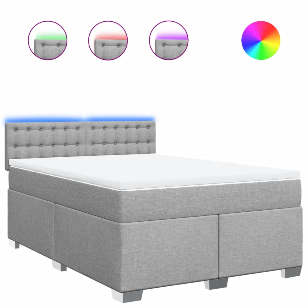 Giroletto a Molle con Materasso Grigio Chiaro 140x190cm Tessuto | homemem39