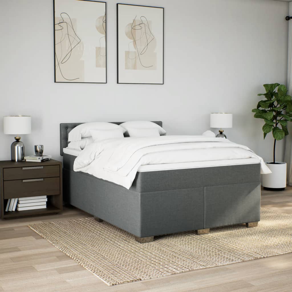 Giroletto a Molle con Materasso Grigio Scuro 140x190 cm Tessuto