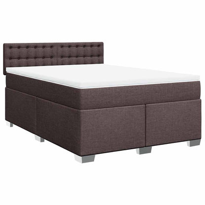 Giroletto a Molle con Materasso Marrone Scuro 140x190cm Tessuto