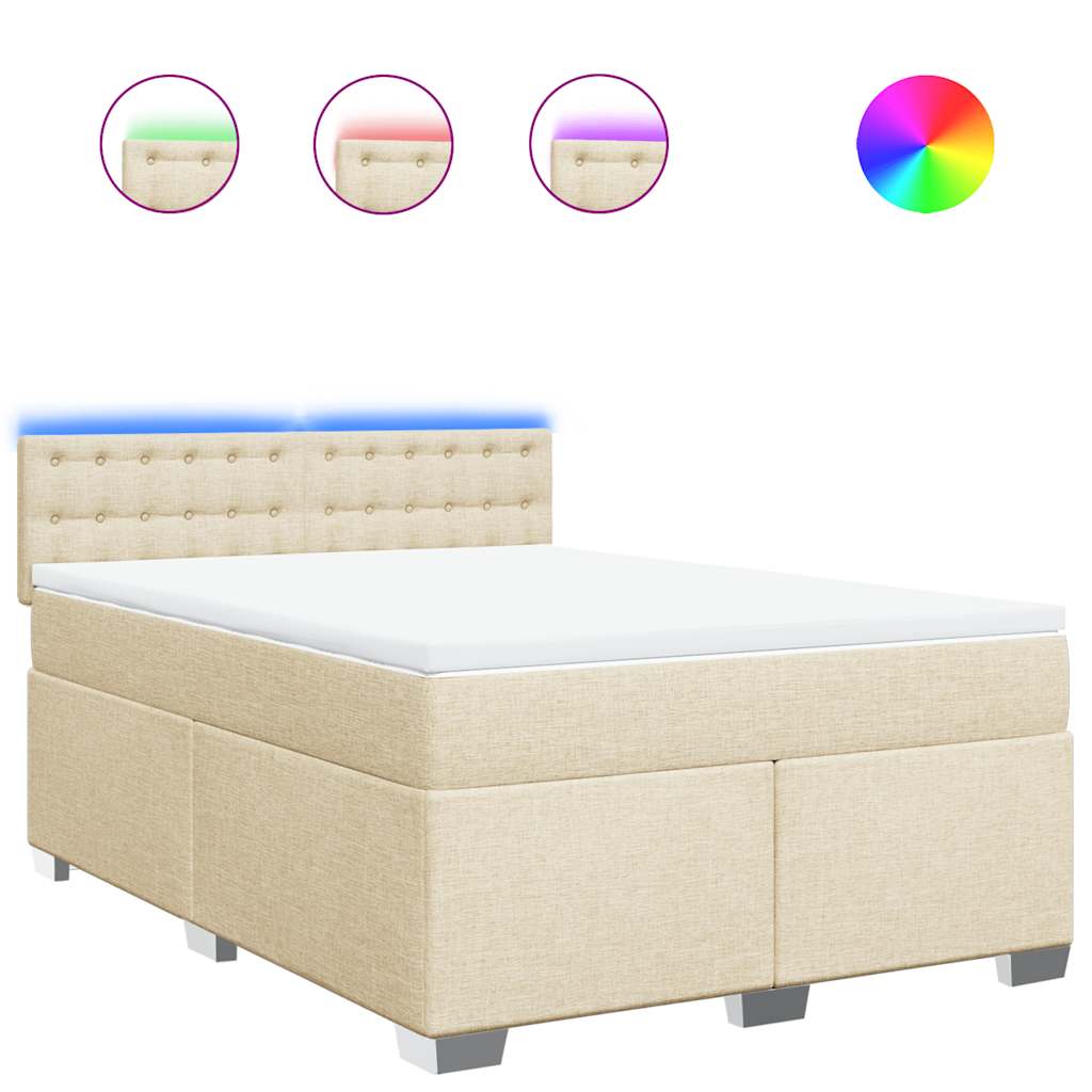 Giroletto a Molle con Materasso Crema 140x19 cm in Tessuto | homemem39